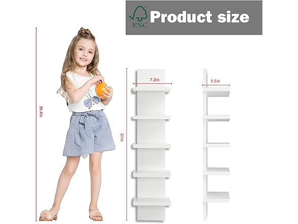 Bloddream 5 Tier Wall Shelves White