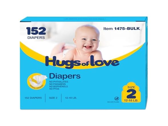 Dynarex Hugs of Love Diapers Size 2 12 18 lb Baby