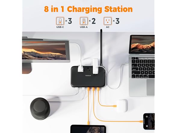 TESSAN Charging Station PD 130W (3 Outlets, 5 USB)