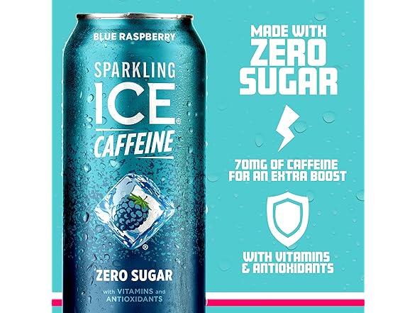 1CT Sparkling Ice Caffeine, Blue Raspberry Sparkling 16 oz.