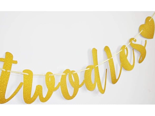 Oh Twodles with Two Gold Hearts Banner