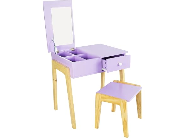 Humble Crew Kids Vanity Set with Mirror and Stool, Toddler Vanity