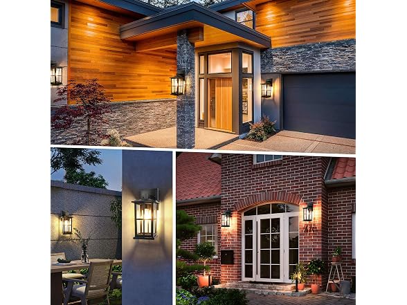 2-Pack Outdoor Wall Light Fixtures, Exterior Porch Lights, Black