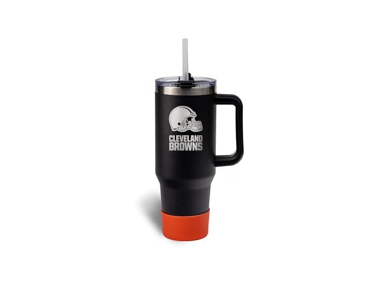 The Memory Company NFL 40oz Game Day Tumbler - Premium Stainless Steel Double-Wall Vacuum Insulated Travel Cup with Removable Silicone Base , Laser Engraved Team Logo, Hot & Cold Drinks
