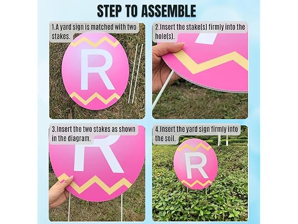 ALISSAR Large Easter Bunny Egg Signs