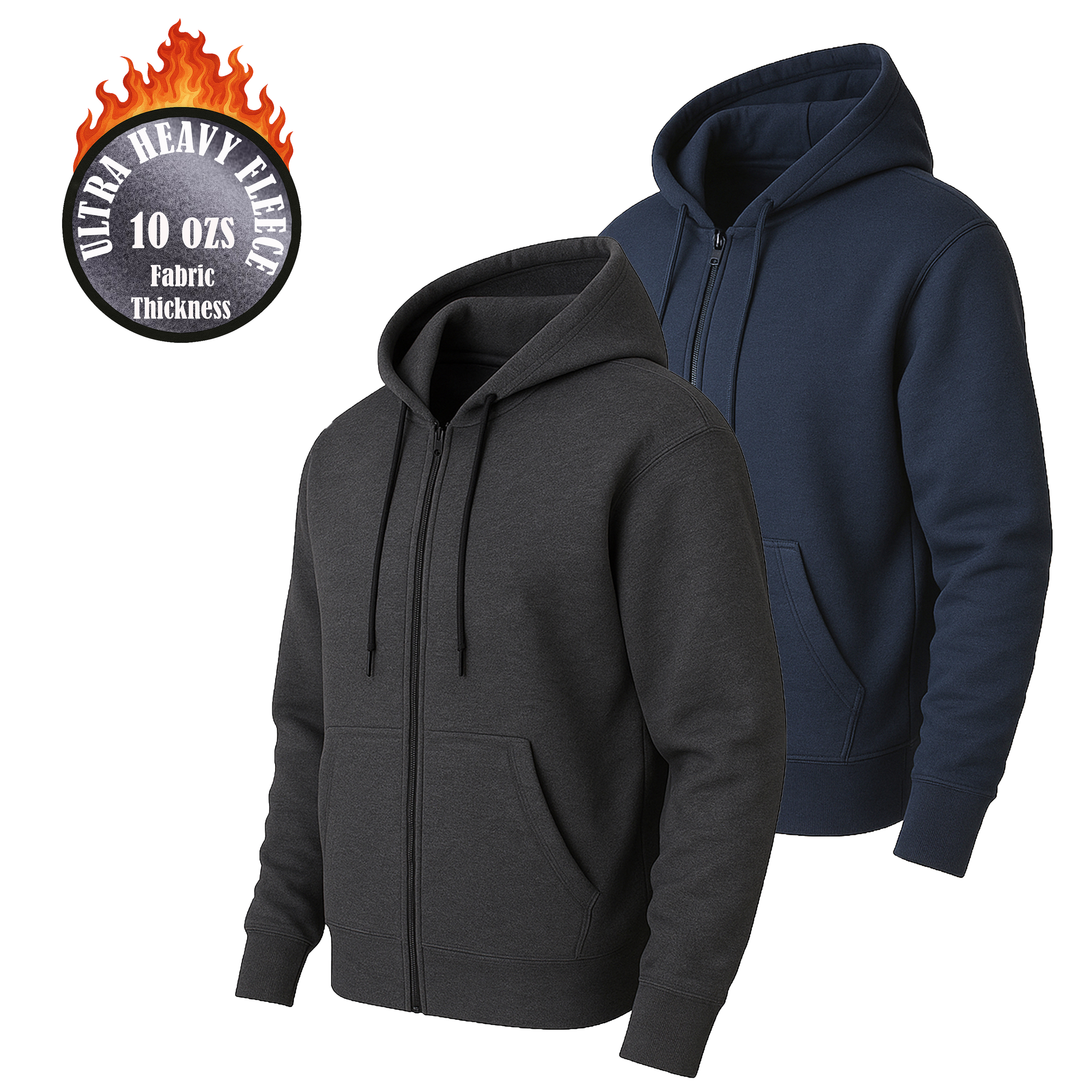 Mens Heavyweight Fleece-Lined Full Zip Hoodie - Gallery 23