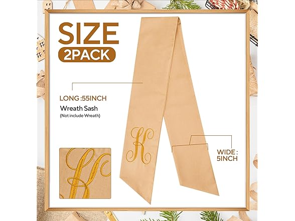 Yicentdp 2 Pcs Burlap Wreath Sash