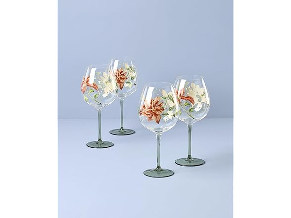 Lenox Glassware, Butterfly Meadow Balloon Wine Glasses, Set of 4