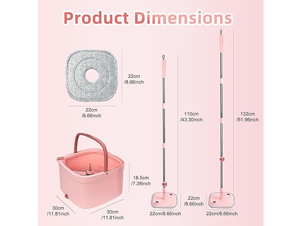 KZKR Spin Mop and Bucket Set- 6 Pads