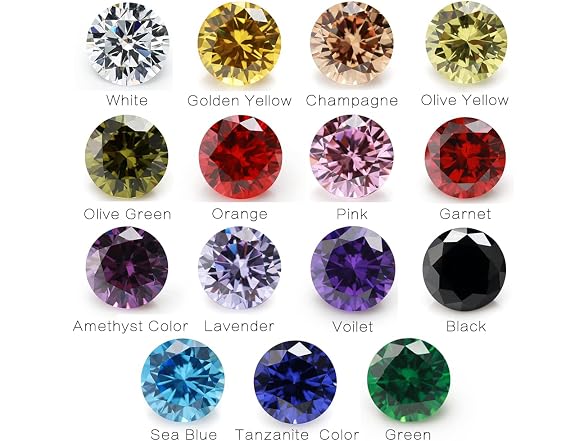 Generic ZBJGEMS 1PCS Per Colors Total 15pcs Mixed CZ Stones