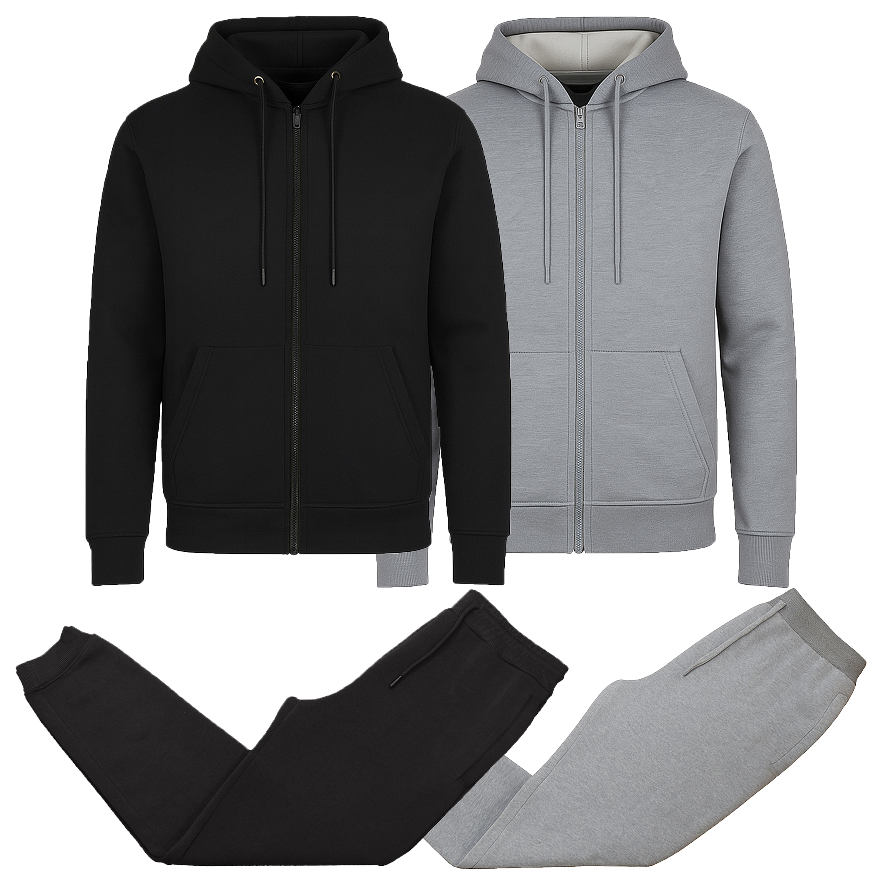 Mens Fleece-Lined Zip Hoodie & Jogger Set - Gallery 29