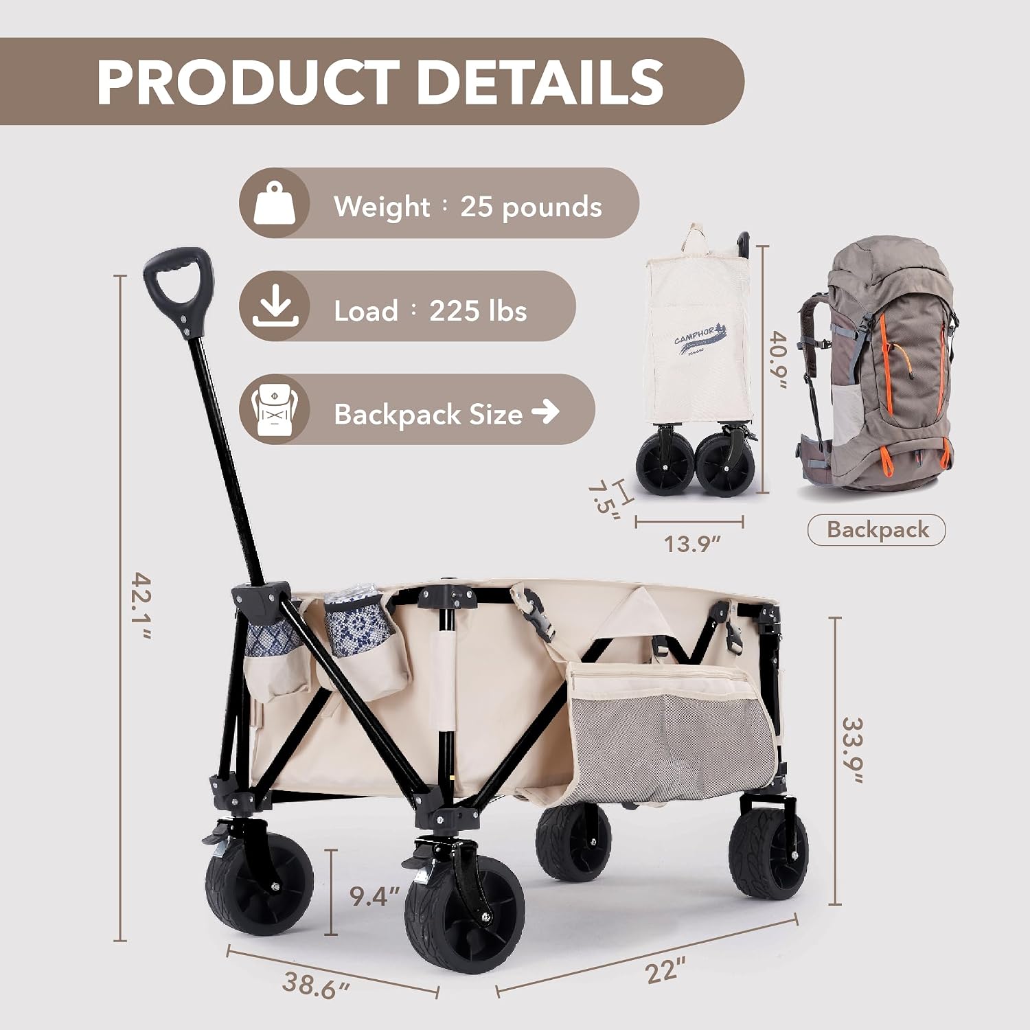 Camphor Designs Collapsible Folding Wagon - Gallery 11