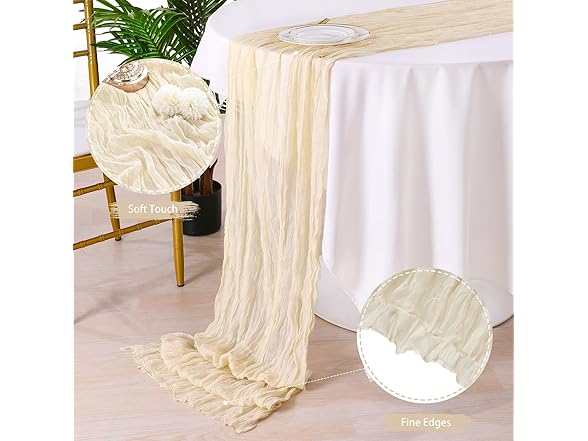 SoarDream 10Ft Beige Cheesecloth Table Runner