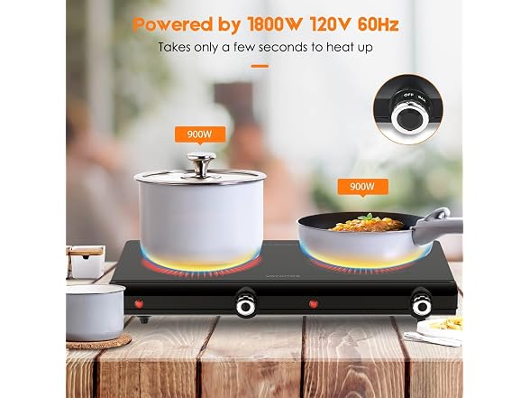 1800W Infrared Double Burner Electric Cooktop - Gallery 5