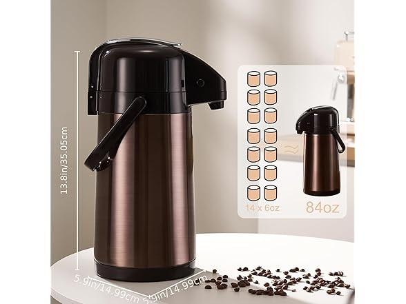PARACITY Airpot Coffee Carafe with Double Pump