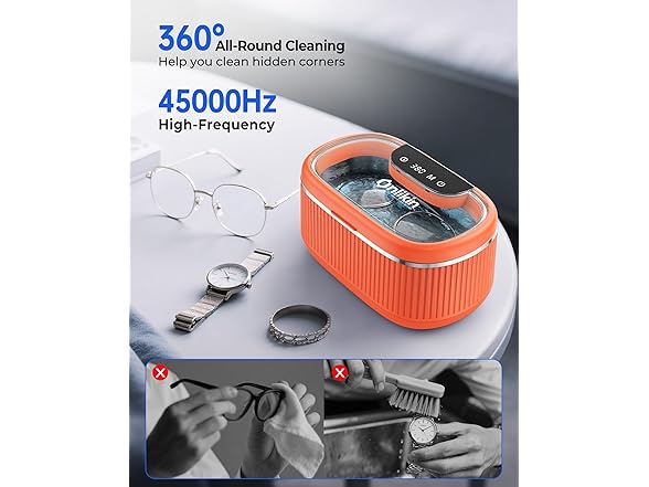 Onlikin Ultrasonic Orange Jewelry Cleaner - Gallery 4