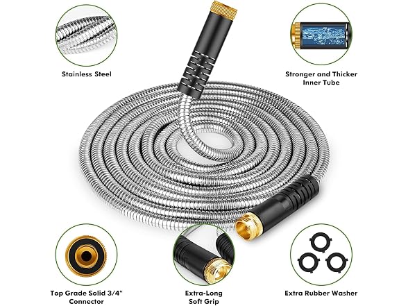 Unywarse 50FT Metal Garden Hose No-Kink