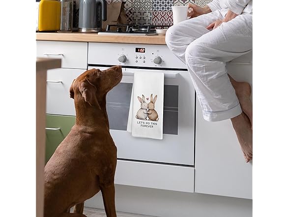 Valentines Easter Bunny Kitchen Towels