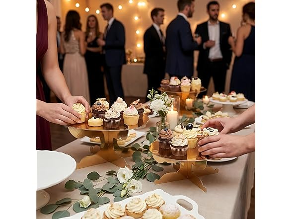 Gold Cardboard Cake Stands - 2 Pieces