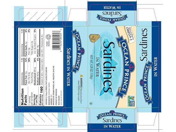 12PK Ocean Prince Sardines in Water, 4.25oz
