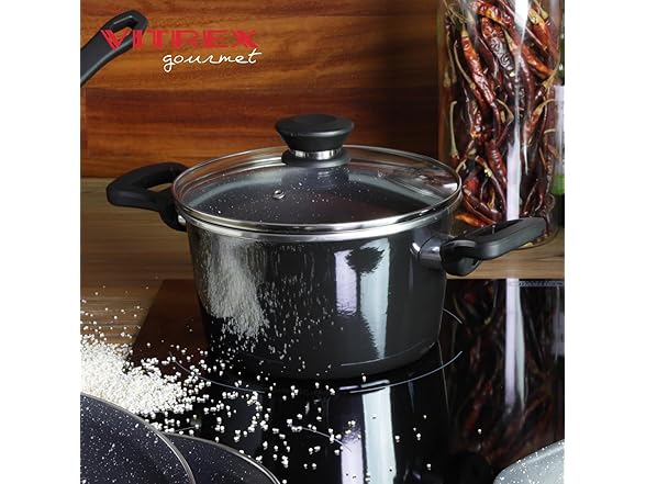 VITREX Granite Noir Metallic 7.8-Inch Stockpot with Lid