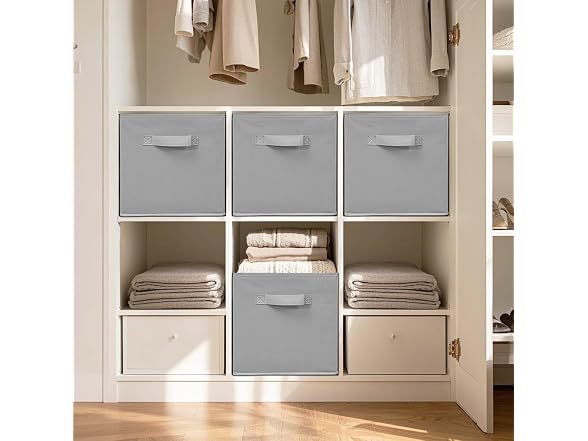 STORAGEIDEAS 11" Fabric Storage Bins 5 Pack, Grey