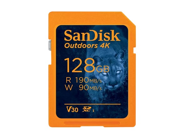 SanDisk Outdoors 4K 128GB SD UHS-I Card, Orange