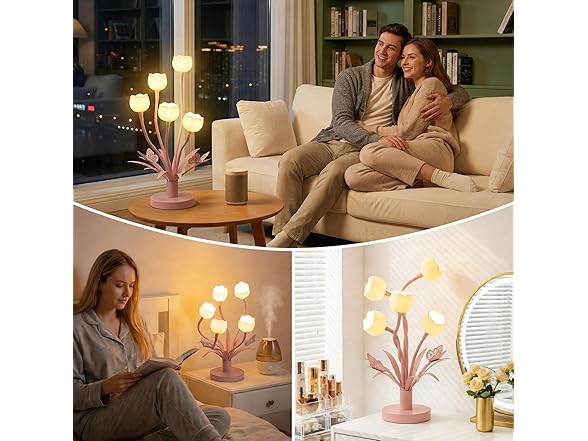 TOBUSA Pink Flower Table Lamp