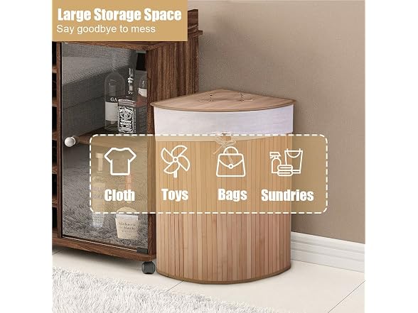 Julimoon Bamboo Laundry Hamper with Lid, Beige