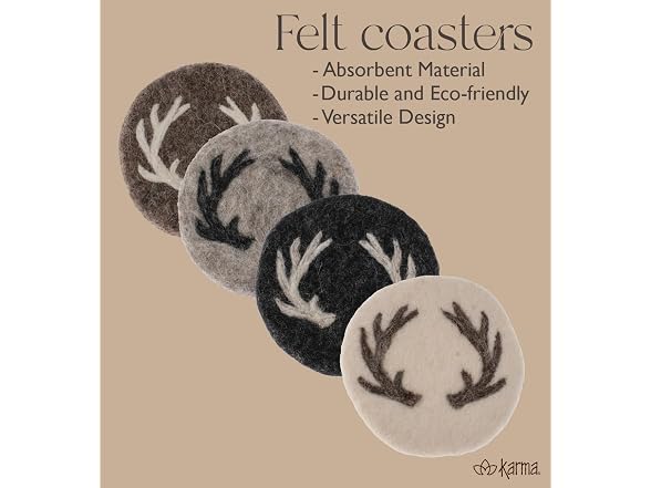Halloween Holiday Felt Round Coasters Set of 4