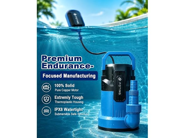 FOTING 1/2HP 4900GPH Sump Pump Float