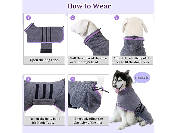 Periflowin Dog Drying Coat Bathrobe Towel