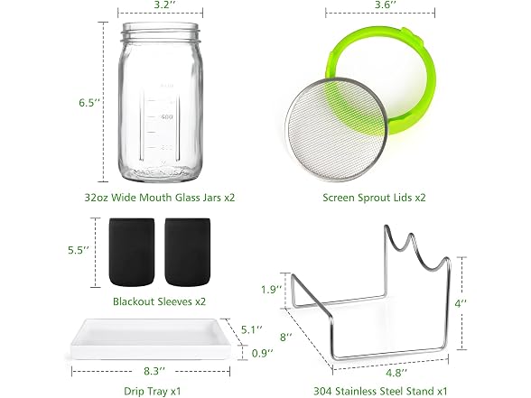 Kitmiido Seed Sprouting Kit Mason Jars