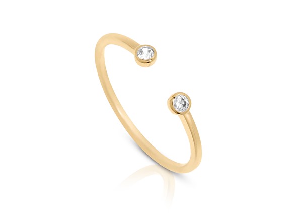 PAJURE 14k Gold Bezel Diamond Open Band
