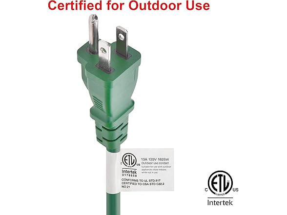 Clear Power 25ft 16/3 SJTW Green Landscape Ext Cord