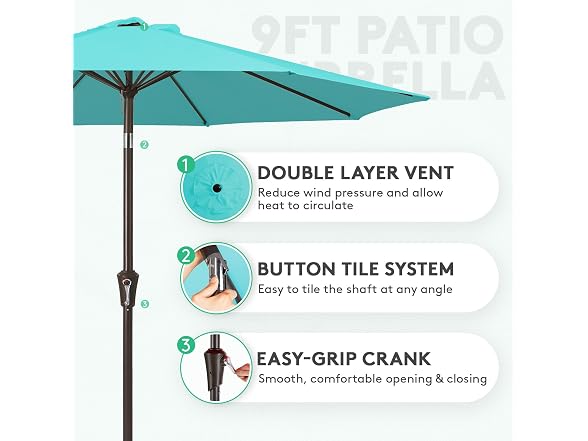 JEAREY 9FT Patio Market Umbrella