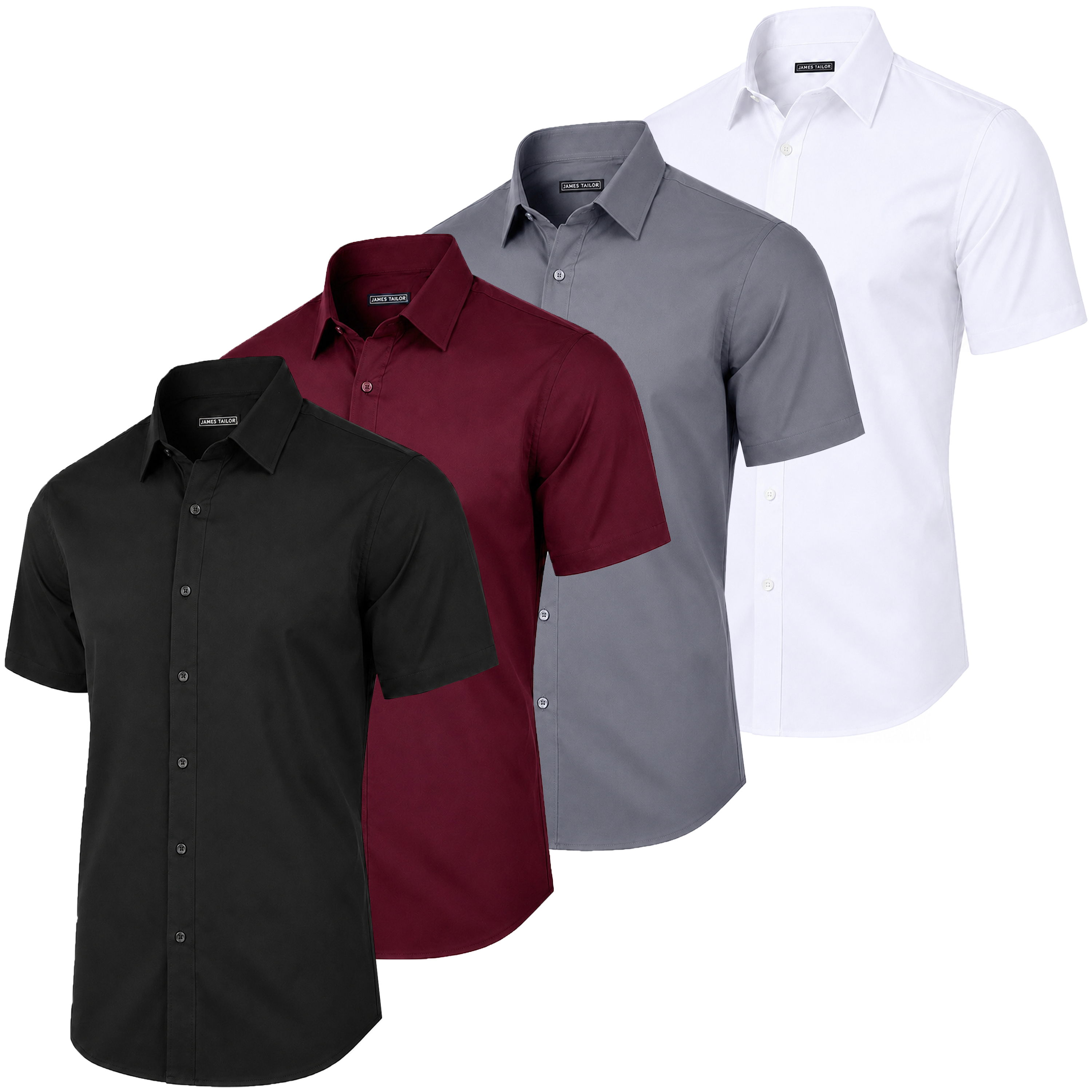 4Pk Mens S/S Cotton Stretch Dress Shirt (S-3XL) - Gallery 21