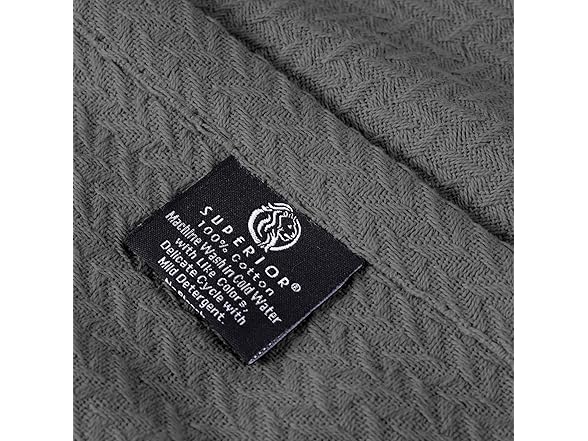 Superior Nobel Cotton Chevron Blanket, King, Charcoal