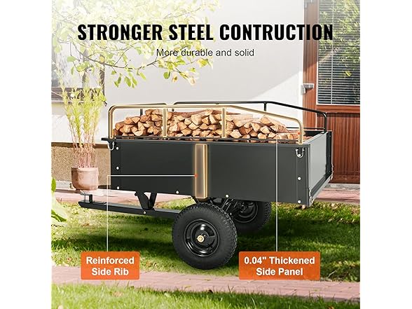 VEVOR Heavy Duty ATV Trailer Steel Dump Cart