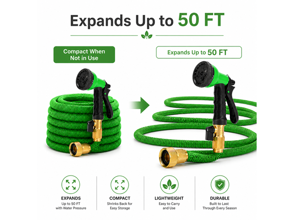 GrowGreen Expandable Garden Hose 50ft