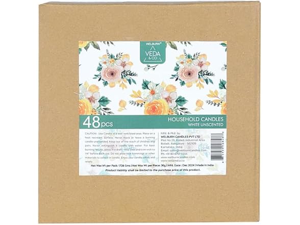 Welburn Veda&Co Church Candles 48Pk