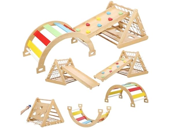 Hipicute 3 In 1 Wooden Climbing Toys