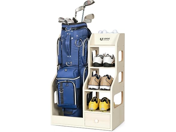 Premium Wooden Golf Bag Organizer Rack