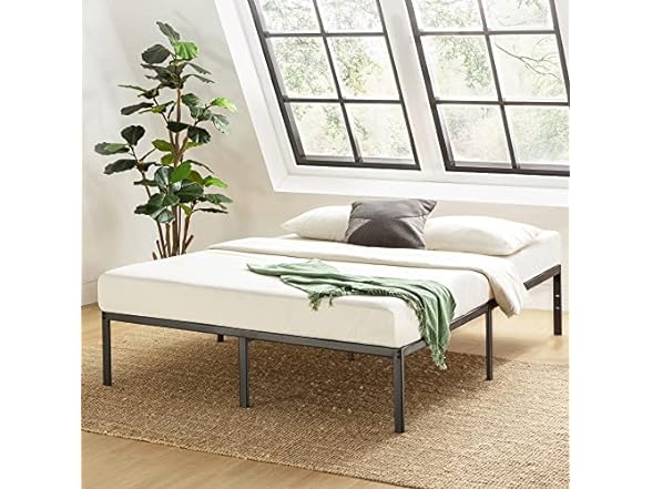 Στρώμα καλύτερης τιμής Κρεβάτια μεταλλικής πλατφόρμας 14 ιντσών με βάση στρώματος από χάλυβα βαρέως τύπου (Δεν χρειάζεται ελατήριο κουτιού), Queen, Μαύρο