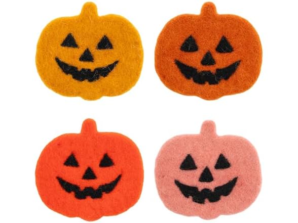 Halloween Holiday Felt Round Coasters Set of 4