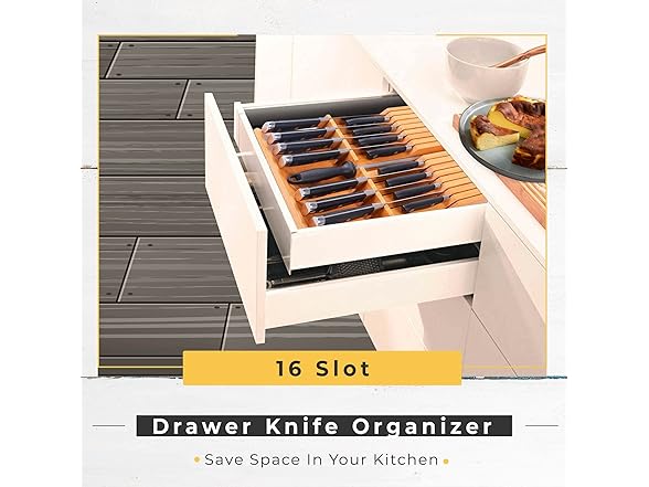 16 Knife Bamboo Drawer Organizer