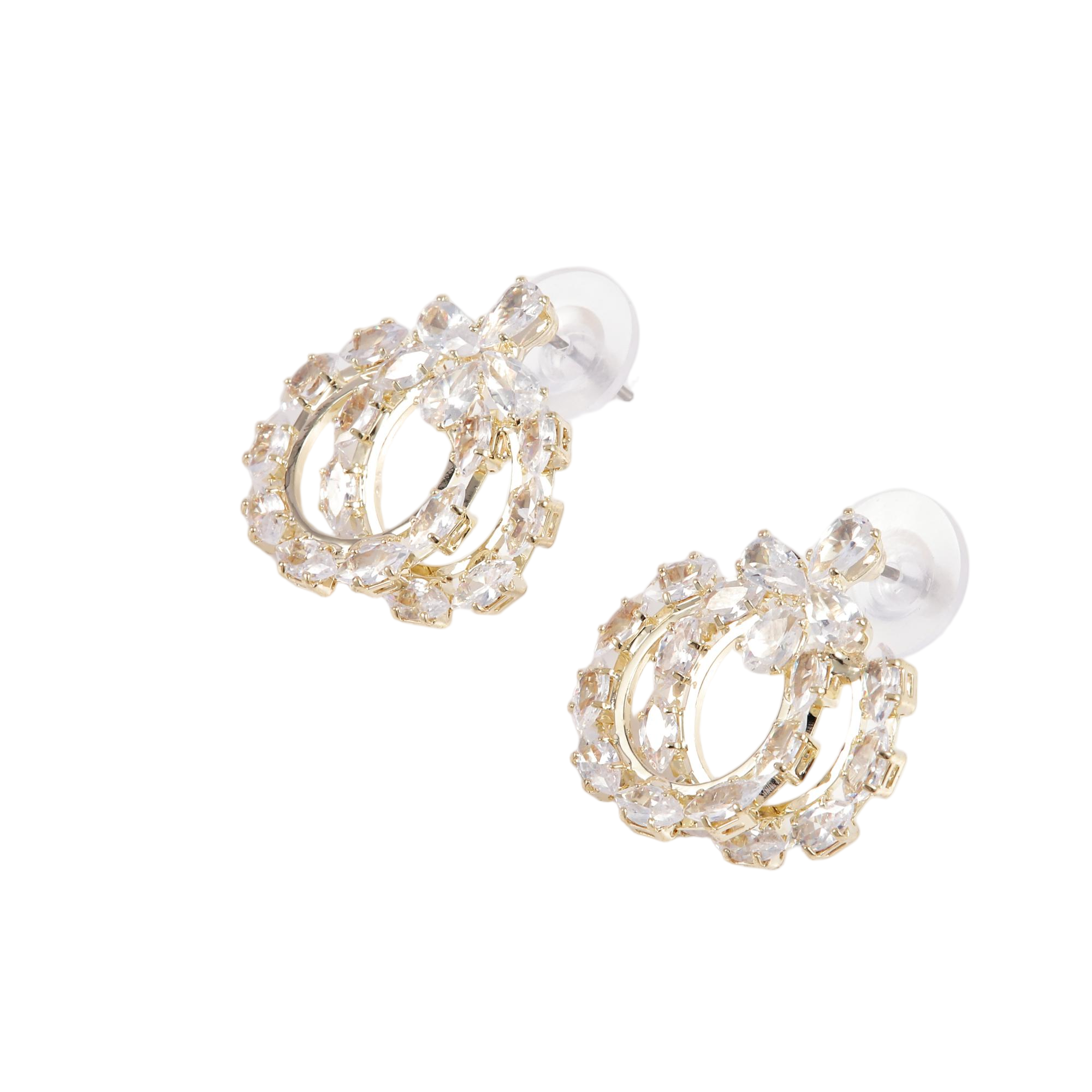 18K Gold Pear CZ Huggie Hoops - Gallery 8