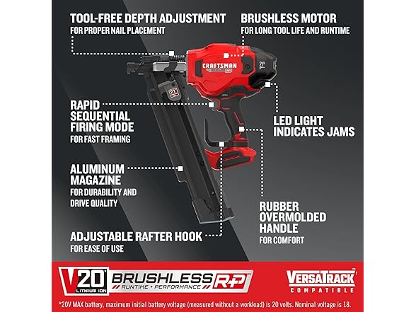 CRAFTSMAN CMCN621PLB  V20* Framing Nailer