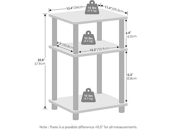 Furinno 3-Tier Nightstand 2-Pk