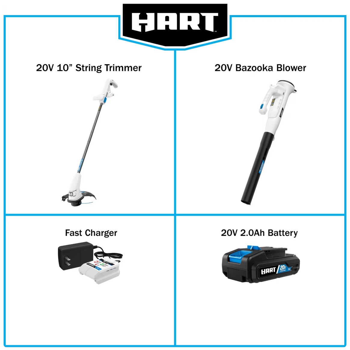 HART 20-Volt 10-inch String Trimmer/Bazooka Leaf Blower Combo Kit - Gallery 14